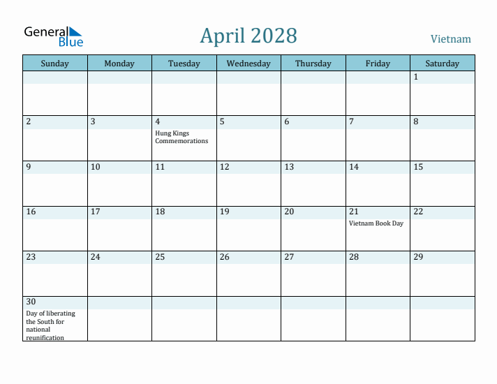 April 2028 Calendar with Holidays