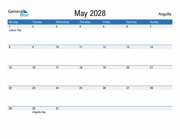 Fillable May 2028 Calendar