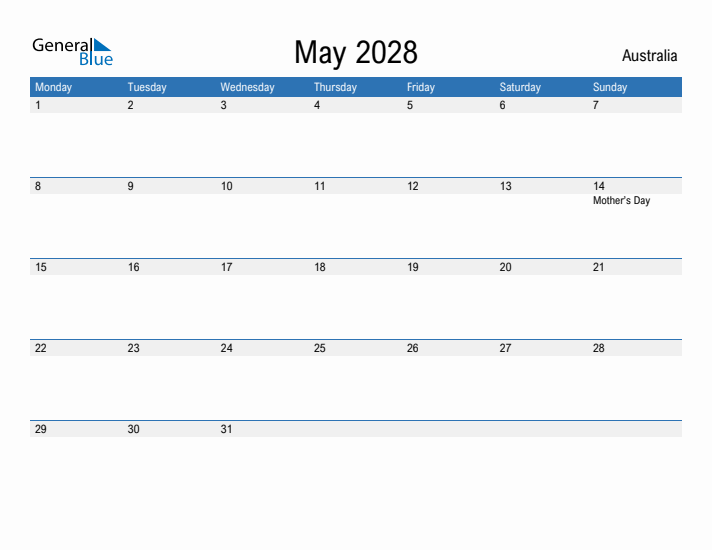 Fillable May 2028 Calendar