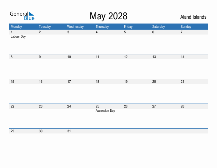 Fillable May 2028 Calendar