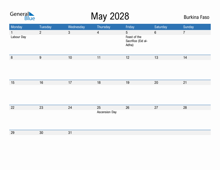 Fillable May 2028 Calendar