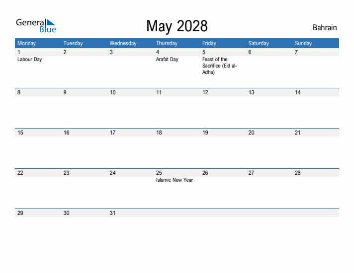 Fillable May 2028 Calendar