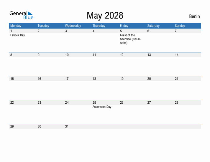 Fillable May 2028 Calendar