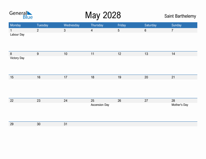 Fillable May 2028 Calendar