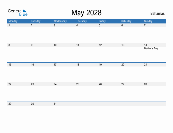 Fillable May 2028 Calendar