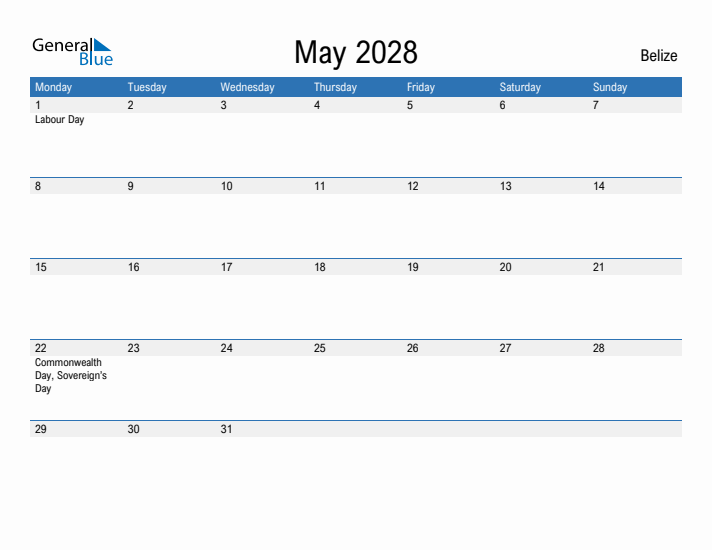 Fillable May 2028 Calendar