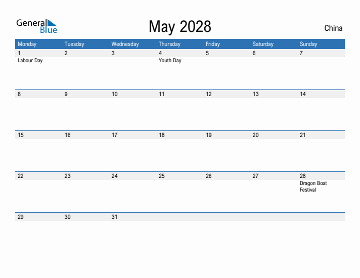 Fillable May 2028 Calendar