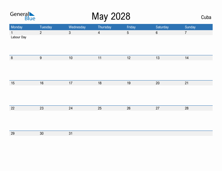 Fillable May 2028 Calendar