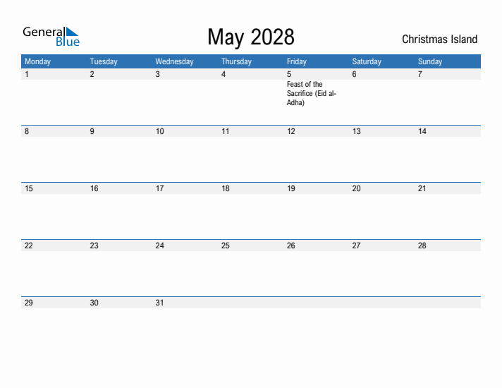 Fillable May 2028 Calendar