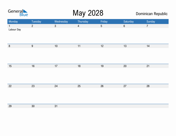 Fillable May 2028 Calendar