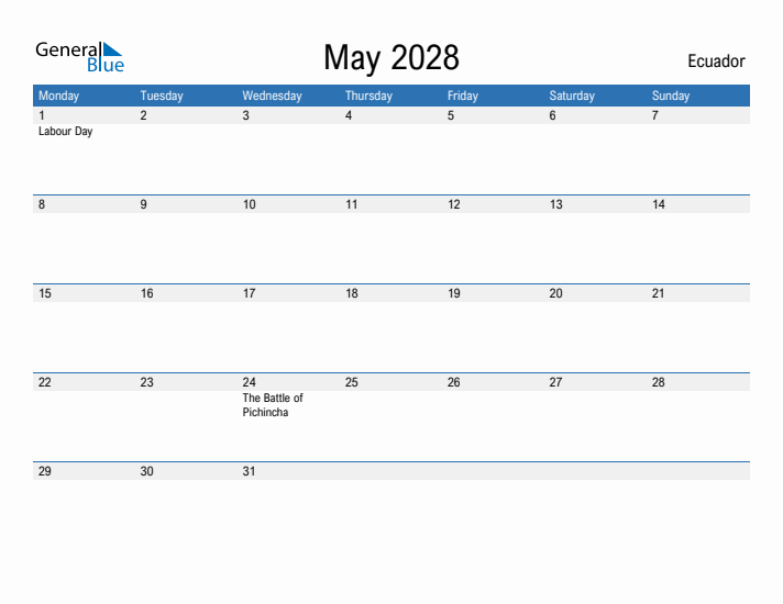 Fillable May 2028 Calendar