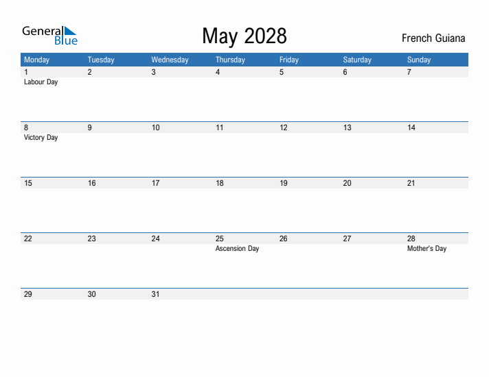 Fillable May 2028 Calendar