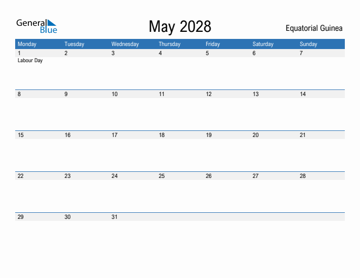 Fillable May 2028 Calendar