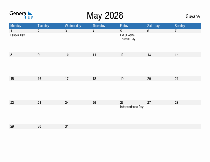 Fillable May 2028 Calendar