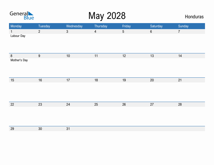 Fillable May 2028 Calendar