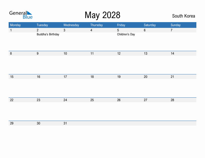 Fillable May 2028 Calendar