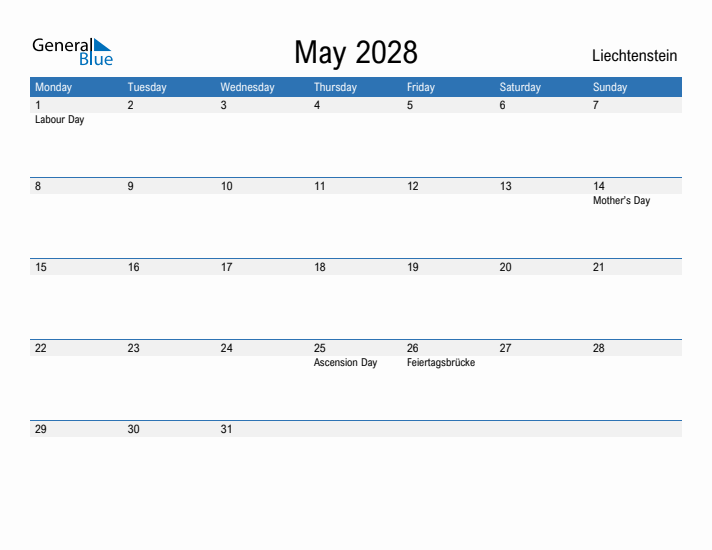 Fillable May 2028 Calendar