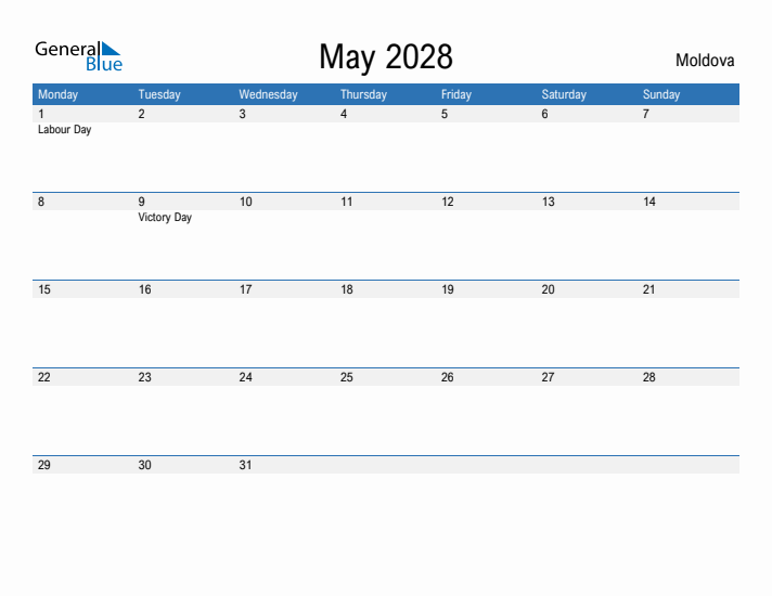 Fillable May 2028 Calendar