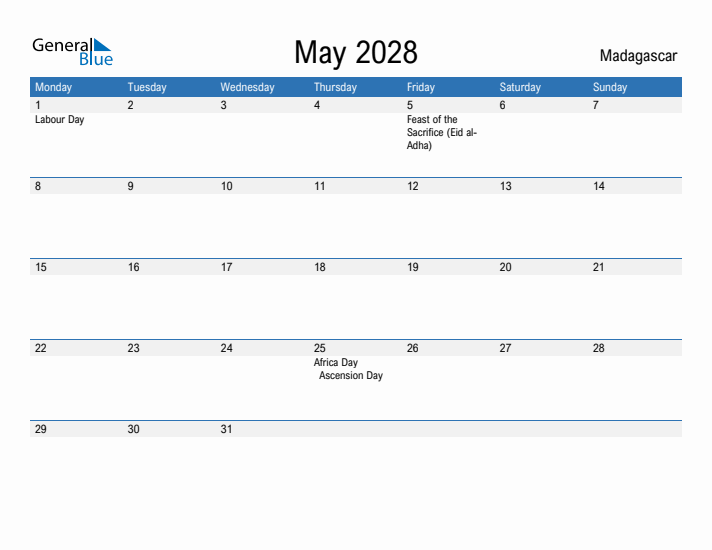 Fillable May 2028 Calendar