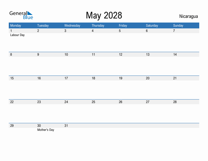 Fillable May 2028 Calendar