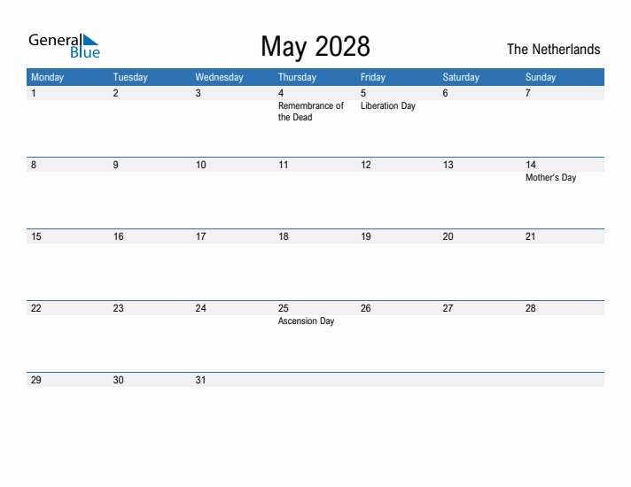 Fillable May 2028 Calendar