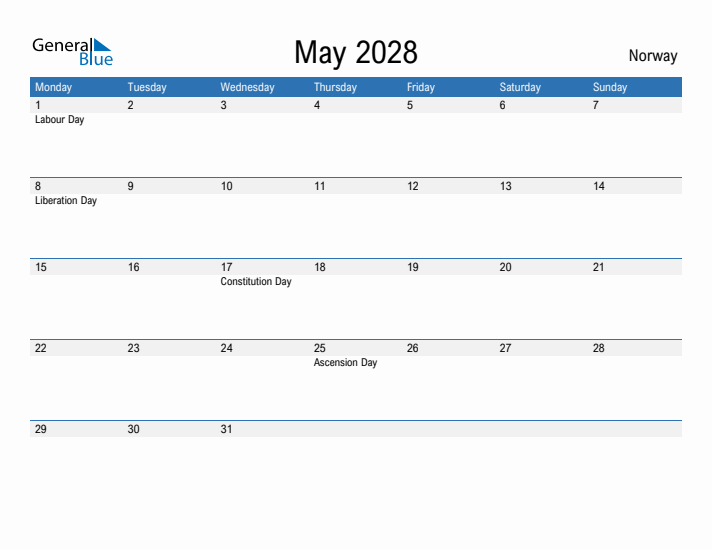 Fillable May 2028 Calendar