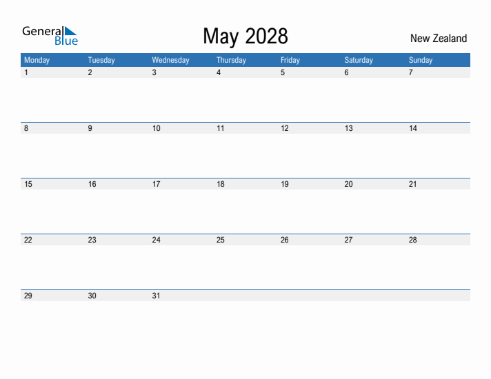 Fillable May 2028 Calendar