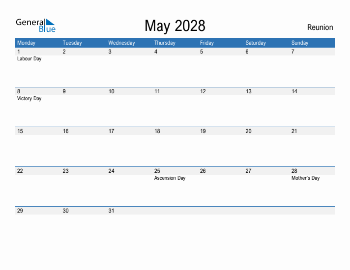 Fillable May 2028 Calendar