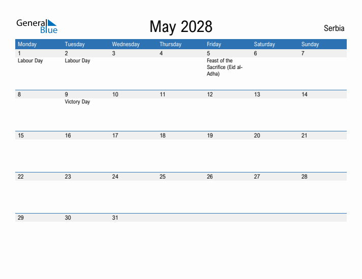 Fillable May 2028 Calendar