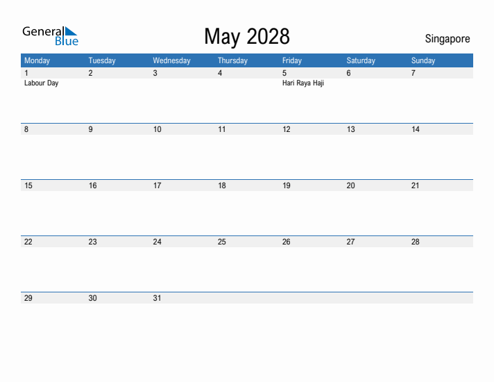 Fillable May 2028 Calendar