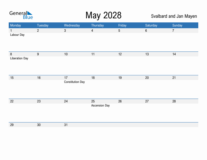 Fillable May 2028 Calendar