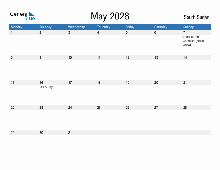 Fillable May 2028 Calendar