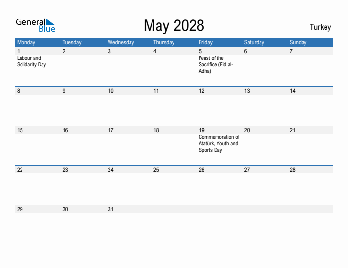 Fillable May 2028 Calendar