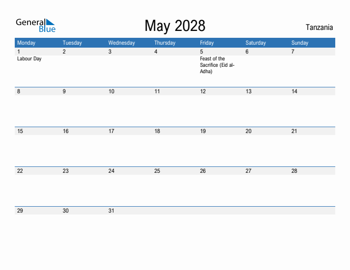 Fillable May 2028 Calendar