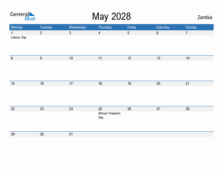 Fillable May 2028 Calendar