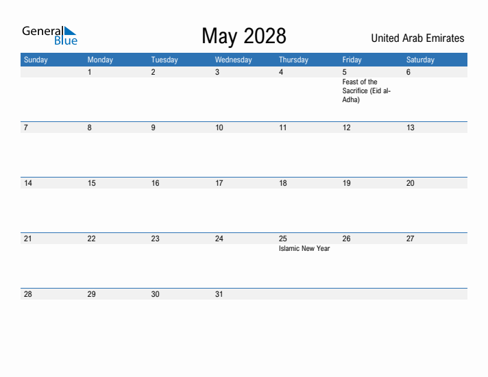 Fillable May 2028 Calendar