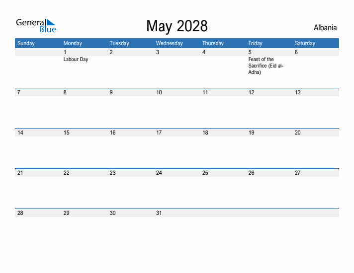 Fillable May 2028 Calendar