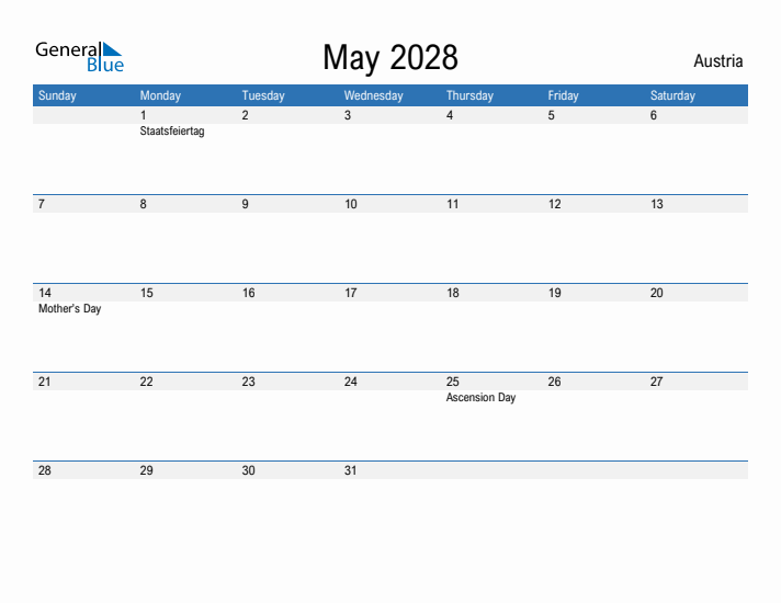 Fillable May 2028 Calendar