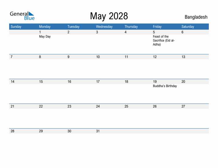 Fillable May 2028 Calendar