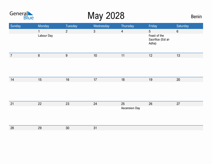 Fillable May 2028 Calendar