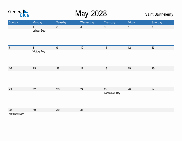 Fillable May 2028 Calendar