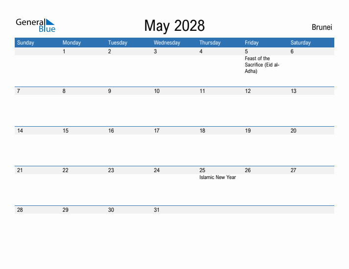 Fillable May 2028 Calendar