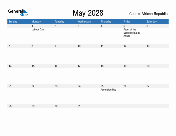 Fillable May 2028 Calendar