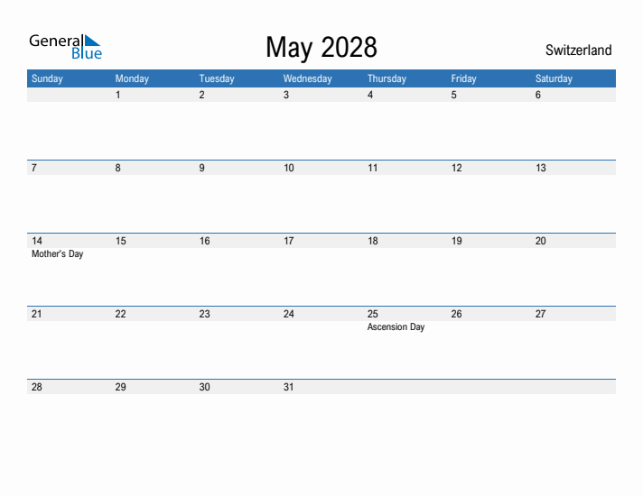 Fillable May 2028 Calendar