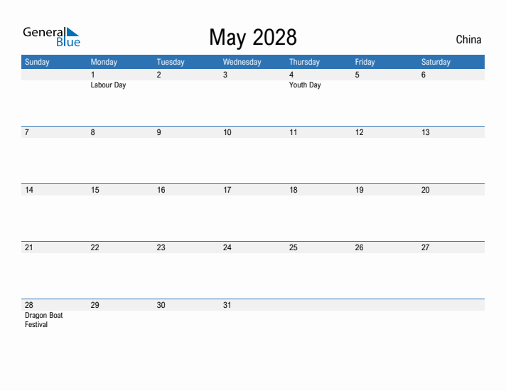 Fillable May 2028 Calendar