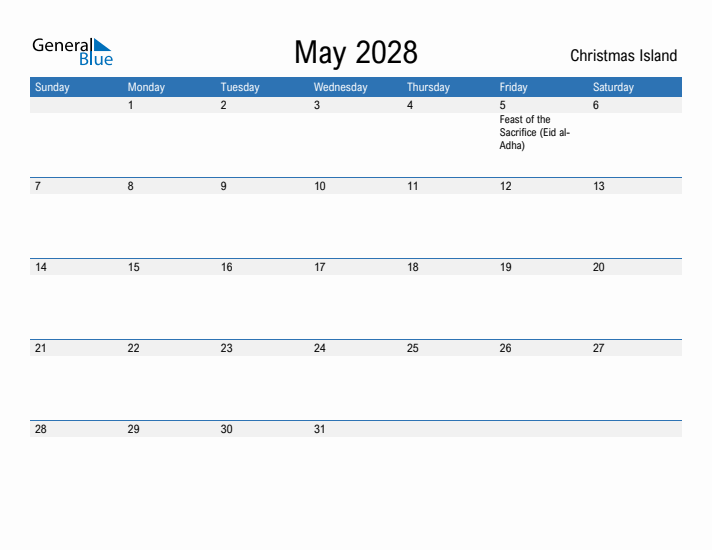 Fillable May 2028 Calendar