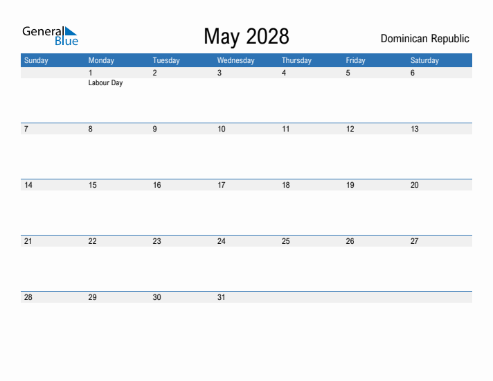 Fillable May 2028 Calendar