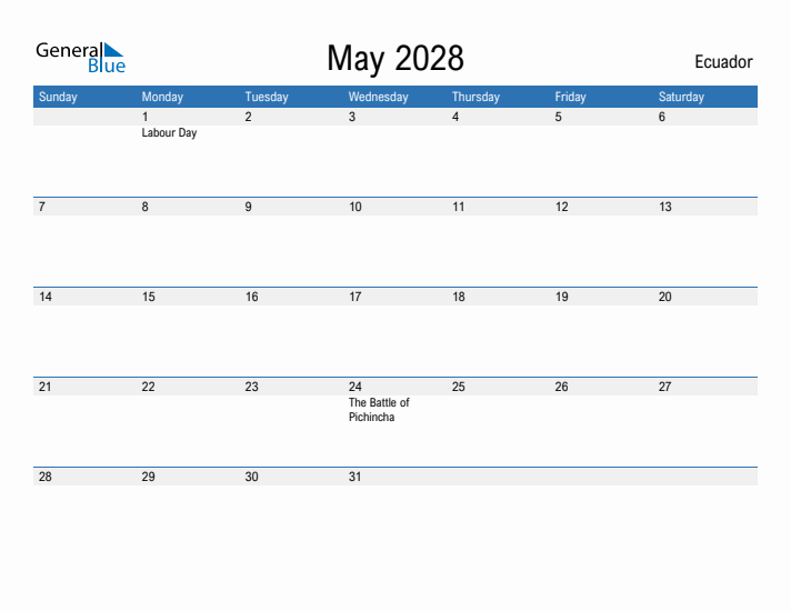 Fillable May 2028 Calendar