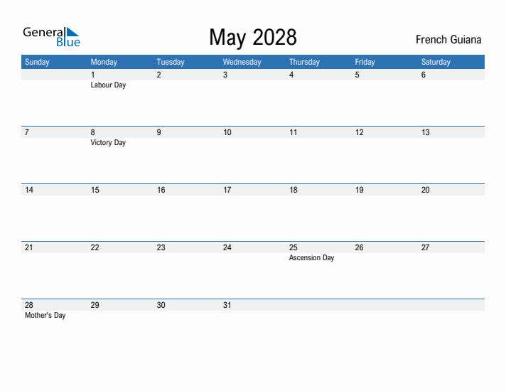 Fillable May 2028 Calendar