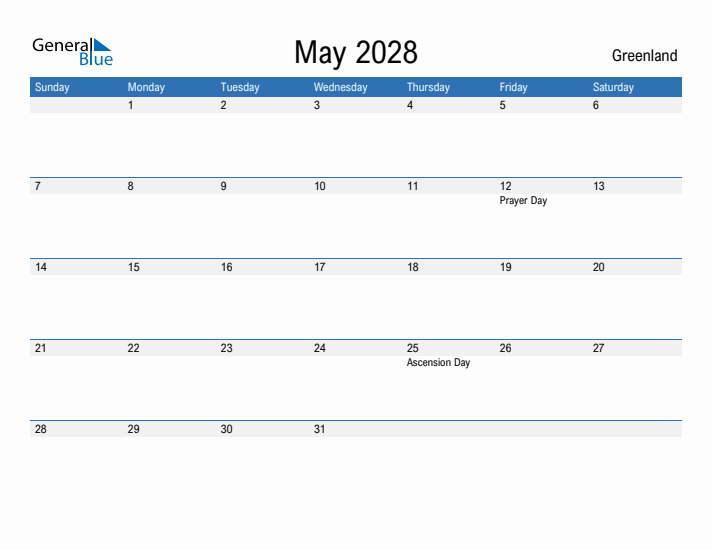 Fillable May 2028 Calendar